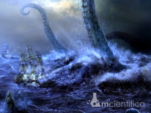 Kraken, espécie de polvo ou lula gigante que ameaçava os navios no folclore nórdico.